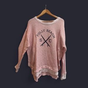 Pink Waffle-Knit 'Folly Beach' Pullover